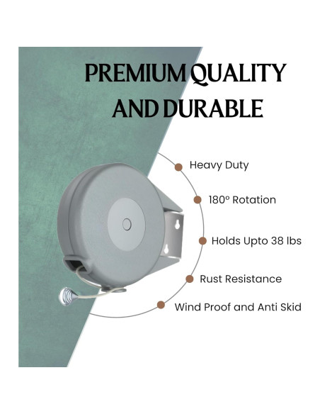 Cuerda Retráctil para Ropa Genérico 15M con 12 Pinzas de Madera