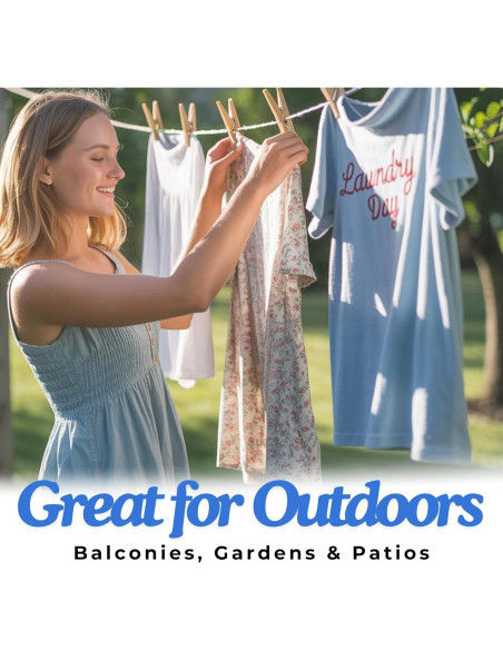 Cuerda Retráctil para Ropa Genérico 15M con 12 Pinzas de Madera