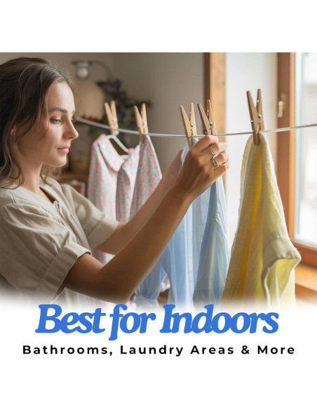 Cuerda Retráctil para Ropa Genérico 15M con 12 Pinzas de Madera