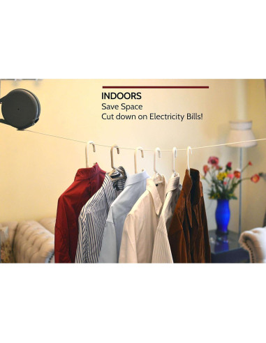 Cuerda Retráctil para Ropa Genérico 15M con 12 Pinzas de Madera