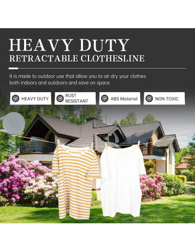 Cuerda Retráctil para Ropa Genérico 15M con 12 Pinzas de Madera
