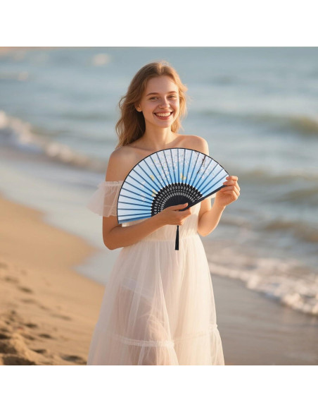 Juego de 4 Abanicos Plegables de Seda JTYKUYR - Floral Vintage