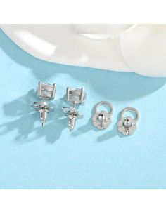 Resortes Bloqueables para Pendientes JIACHARMED 4pcs Oro Blanco 2