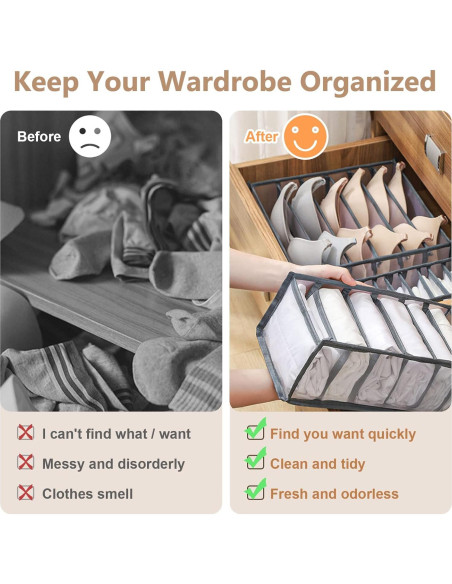 Organizador de Cajón GWSNIO 6 Pcs Plegable para Ropa Interior