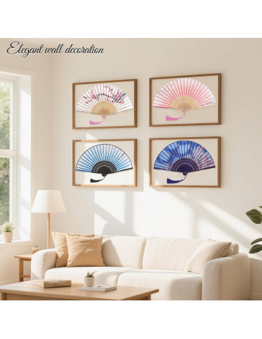 Juego de 4 Abanicos Plegables de Seda JTYKUYR - Floral Vintage