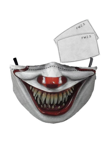 Máscara de Payaso Aterrador Reutilizable con Filtros PM2.5