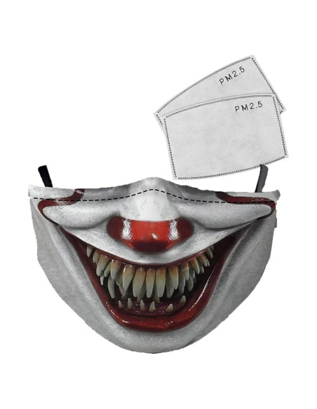Máscara de Payaso Aterrador Reutilizable con Filtros PM2.5
