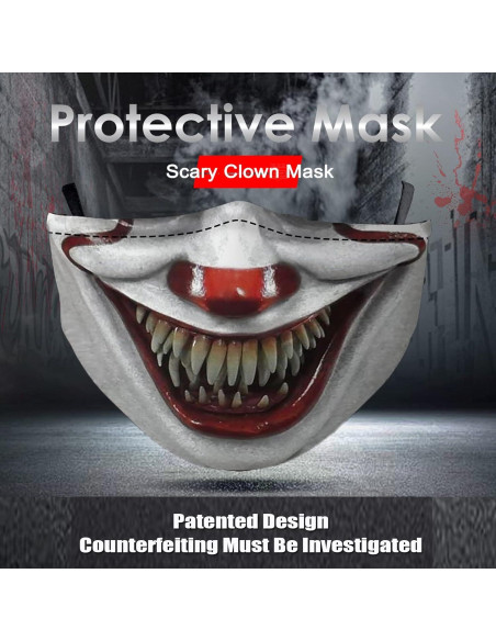 Máscara de Payaso Aterrador Reutilizable con Filtros PM2.5
