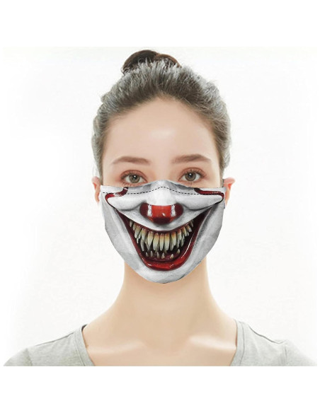 Máscara de Payaso Aterrador Reutilizable con Filtros PM2.5