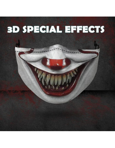 Máscara de Payaso Aterrador Reutilizable con Filtros PM2.5