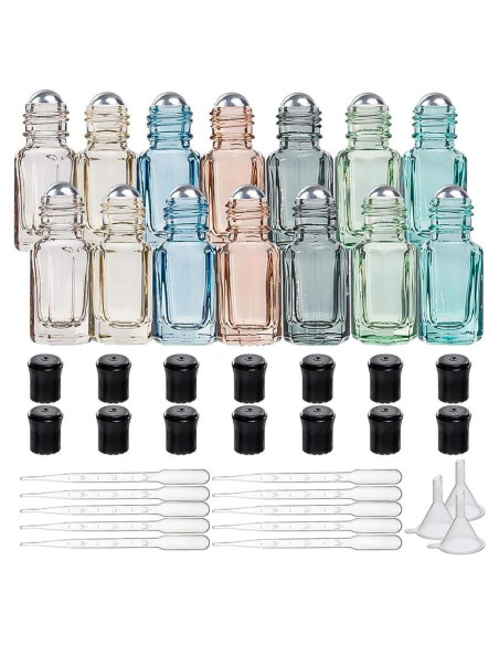 14 Botellas de Rodillo de Vidrio 3ml BENECREAT Aromaterapia