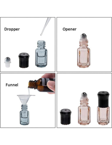 14 Botellas de Rodillo de Vidrio 3ml BENECREAT Aromaterapia