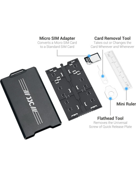 Estuche de Aluminio para 12 Micro SD y 4 SD Jinjiacheng Negro