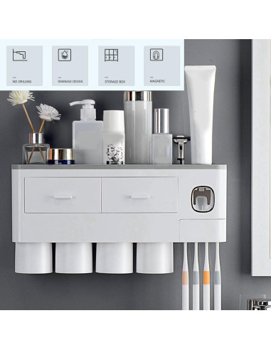 Soporte para Cepillos de Dientes con Dispensador Automático Evhooe