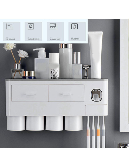 Soporte para Cepillos de Dientes con Dispensador Automático Evhooe