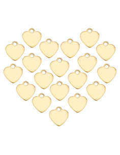 50 Piezas Encantos Corazón Dorado UNICRAFTALE Acero Inoxidable 9.5mm