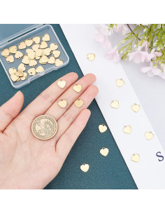 50 Piezas Encantos Corazón Dorado UNICRAFTALE Acero Inoxidable 9.5mm 2