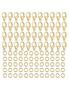 Juego de 500 Broches de Langosta y Anillas Abiertas Doradas