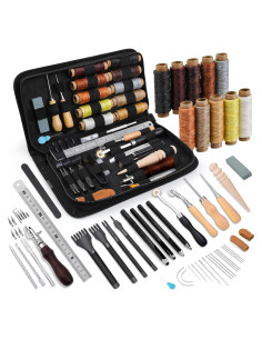 Kit de Herramientas de Cuero QMNNMA con Hilo Encerado y Agujas