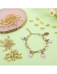 Juego de 500 Broches de Langosta y Anillas Abiertas Doradas 2