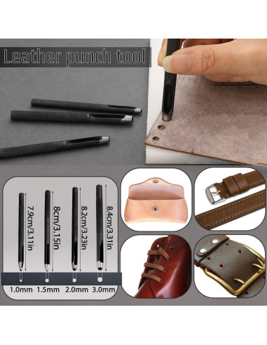 Kit de Herramientas de Cuero QMNNMA con Hilo Encerado y Agujas