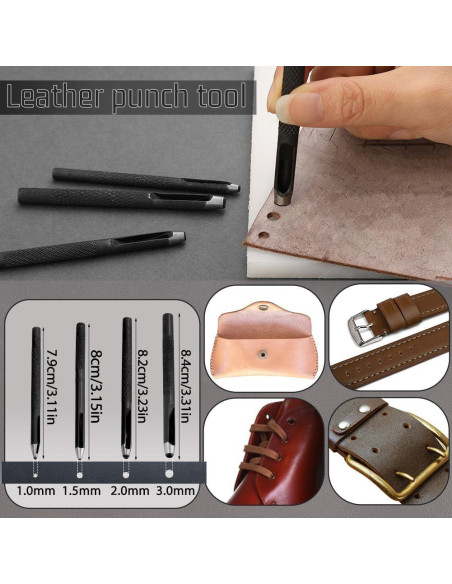 Kit de Herramientas de Cuero QMNNMA con Hilo Encerado y Agujas