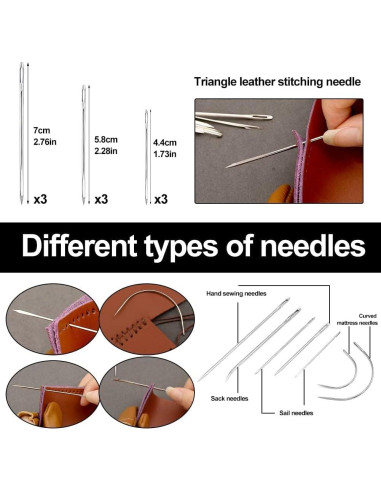 Kit de Herramientas de Cuero QMNNMA con Hilo Encerado y Agujas