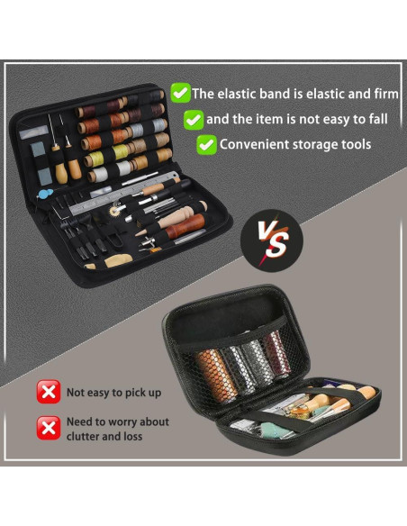 Kit de Herramientas de Cuero QMNNMA con Hilo Encerado y Agujas