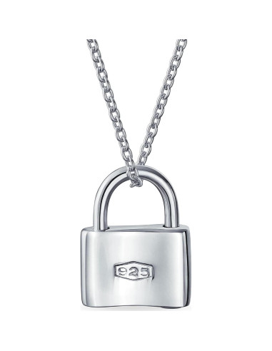 Collar de Plata Esterlina .925 con Colgante de Candado Personalizado 16 cm
