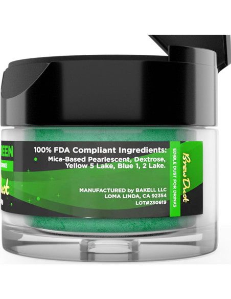 Polvo de Cerveza Verde Clásico Bakell 4g Brillo Comestible