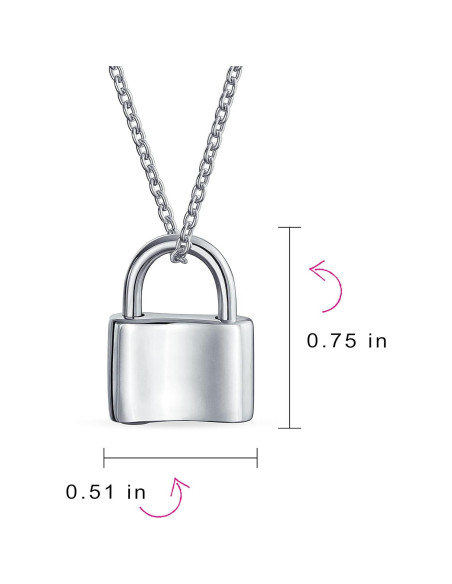Collar de Plata Esterlina .925 con Colgante de Candado Personalizado 16 cm