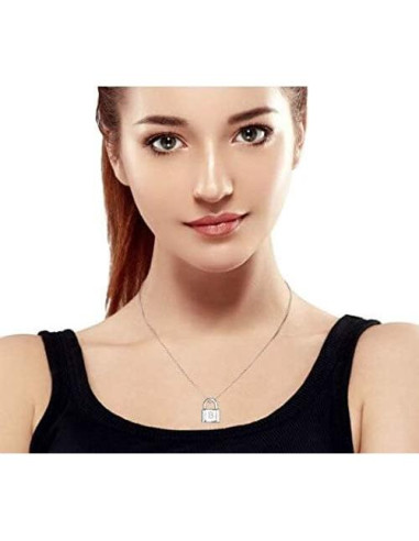 Collar de Plata Esterlina .925 con Colgante de Candado Personalizado 16 cm