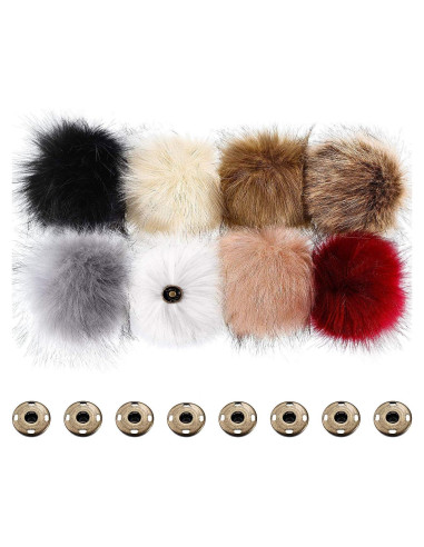 Bola de Pompón Fluffy Boao 10 cm con Botón Removible - 8 Colores