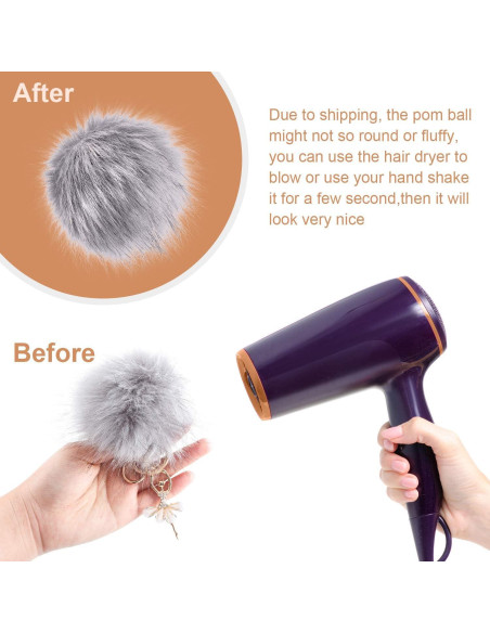 Bola de Pompón Fluffy Boao 10 cm con Botón Removible - 8 Colores