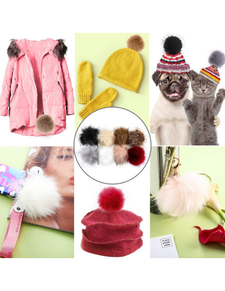 Bola de Pompón Fluffy Boao 10 cm con Botón Removible - 8 Colores
