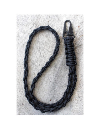 Lanyard de Paracord FAMOORE con Gancho de Metal Negro 56cm