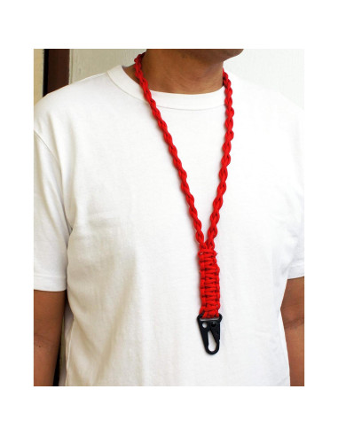 Lanyard de Paracord FAMOORE con Gancho de Metal Negro 56cm