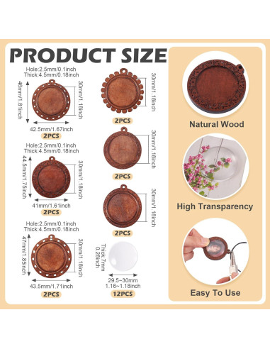 Bandejas de Pendientes de Madera Cheriswelry 24 Piezas DIY