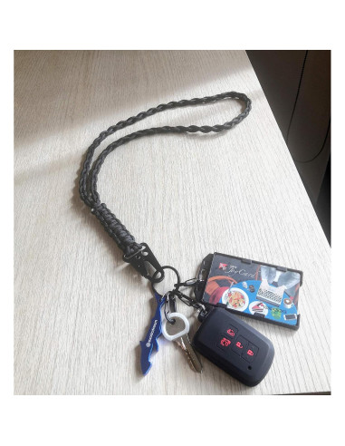 Lanyard de Paracord FAMOORE con Gancho de Metal Negro 56cm