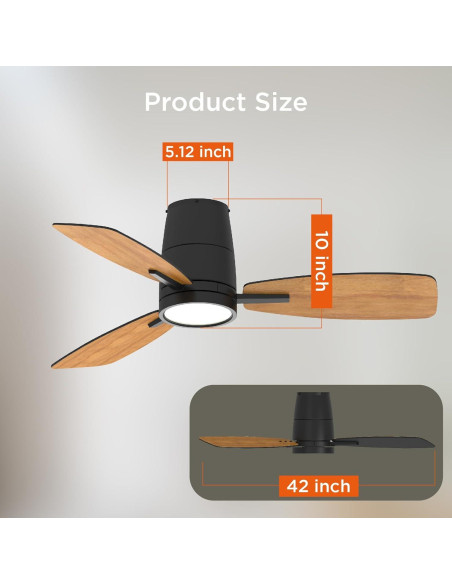 Ventilador de Techo TALOYA S3 106.68 cm con Luz LED y Control Remoto