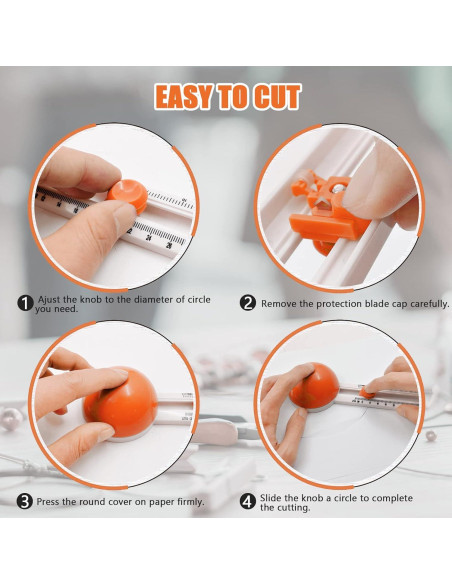 Cortador de Círculos QYQRQF Ajustable 10-33 cm Naranja