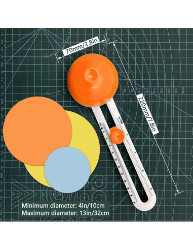 Cortador de Círculos QYQRQF Ajustable 10-33 cm Naranja