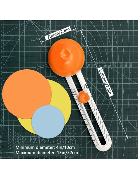 Cortador de Círculos QYQRQF Ajustable 10-33 cm Naranja