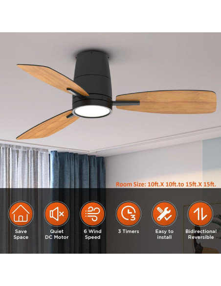 Ventilador de Techo TALOYA S3 106.68 cm con Luz LED y Control Remoto