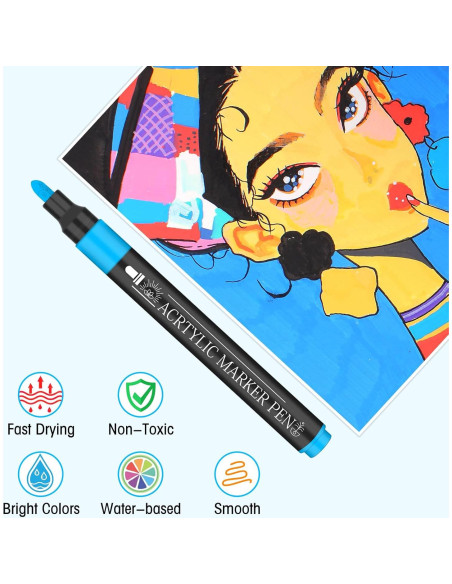 60 Marcadores Acrílicos Amamao Punta Media Multicolor 3mm