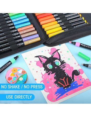 60 Marcadores Acrílicos Amamao Punta Media Multicolor 3mm