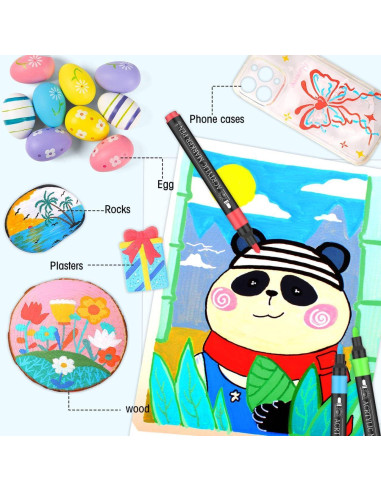 60 Marcadores Acrílicos Amamao Punta Media Multicolor 3mm