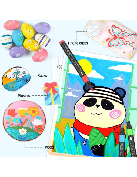 60 Marcadores Acrílicos Amamao Punta Media Multicolor 3mm