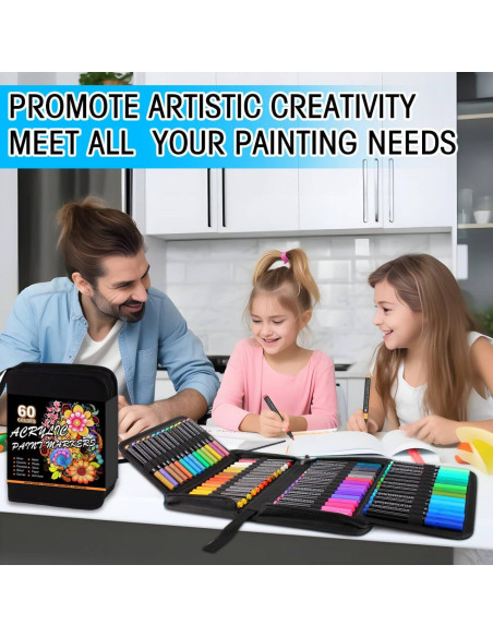 60 Marcadores Acrílicos Amamao Punta Media Multicolor 3mm