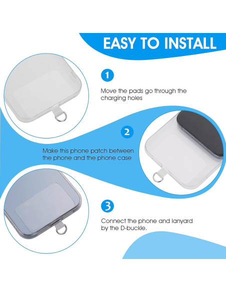 Parches de Lanyard D-Buckle Cobee 4 Pcs PVC Transparente